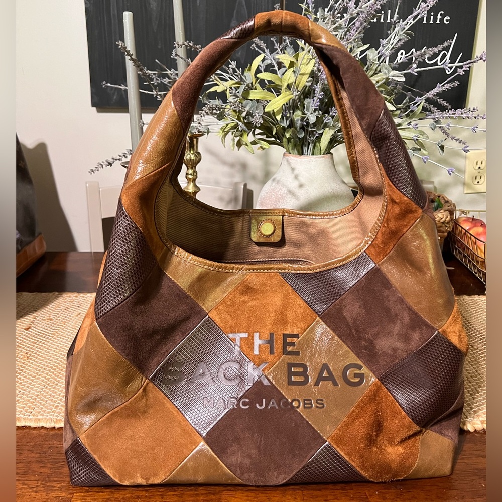 Marc Jacobs Patchwork Hobo Tote in Brown Multi Tones